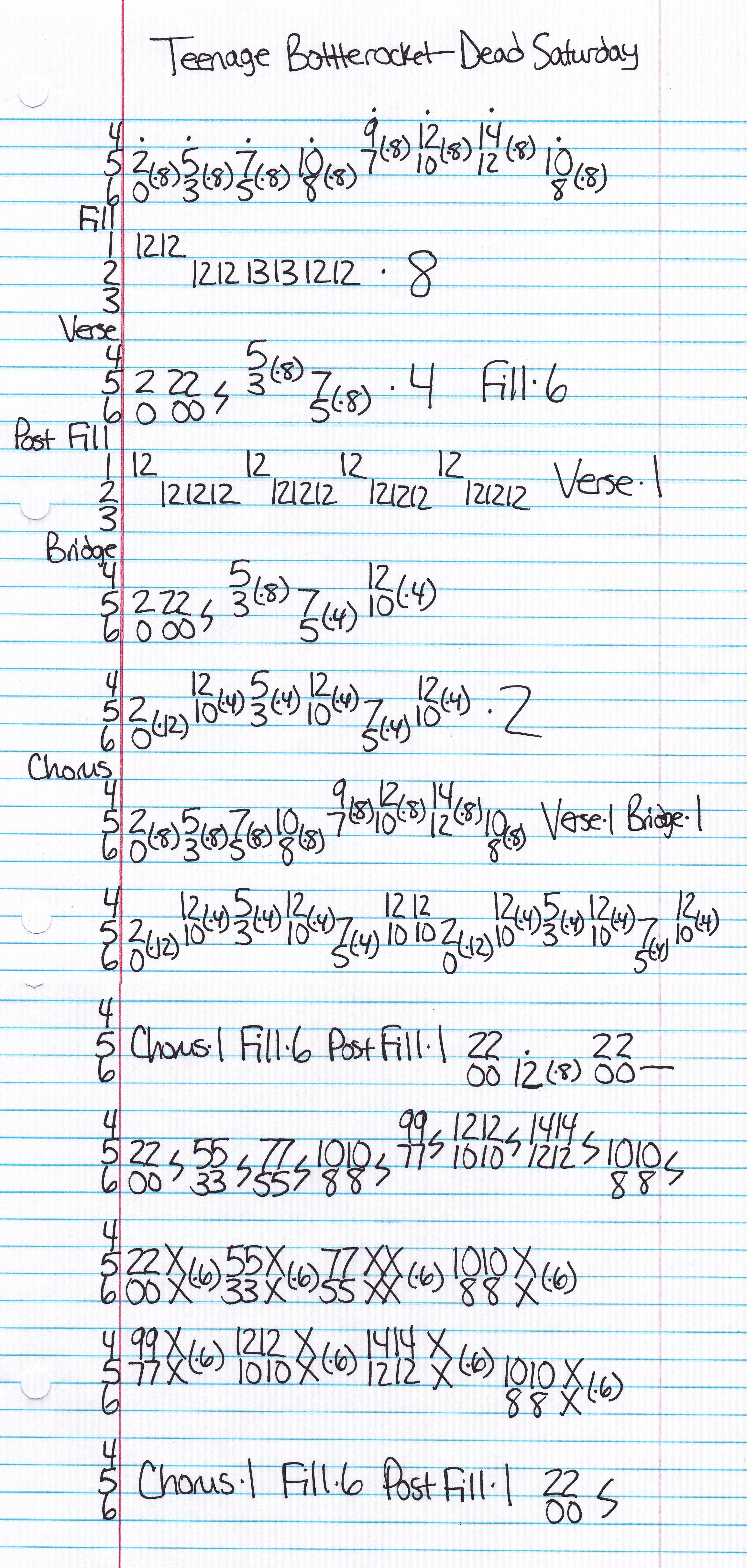 High quality guitar tab for Dead Saturday by Teenage Bottlerocket off of the album Tales From Wyoming. ***Complete and accurate guitar tab!***